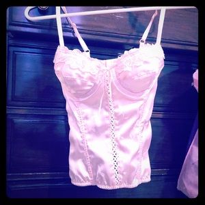 Ballet Pink Floral Lace Underwire Bustier Corset